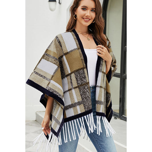 Cloak Sleeve Fringe Detail Poncho