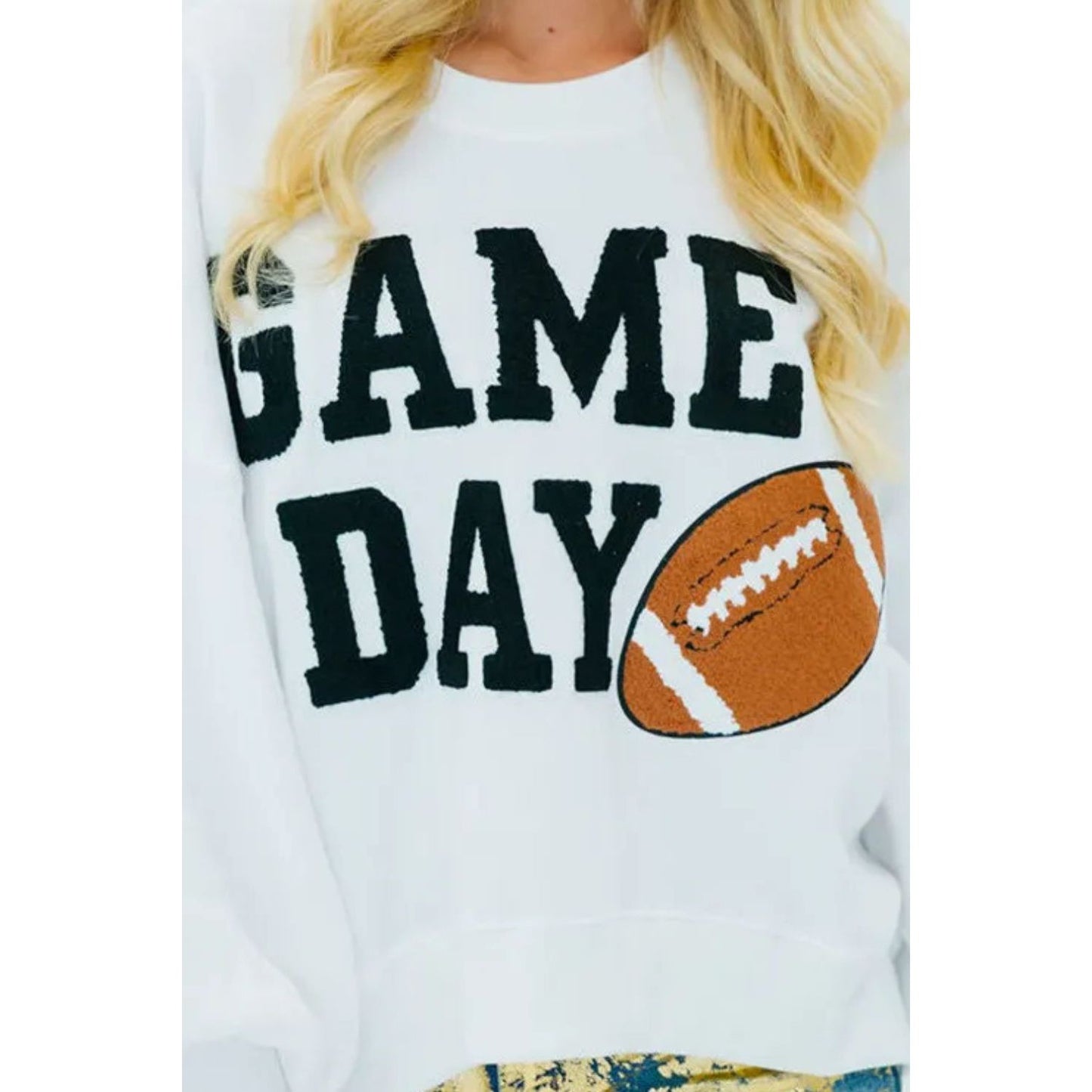 GAME DAY Round Neck Long Sleeve Sweatshirt