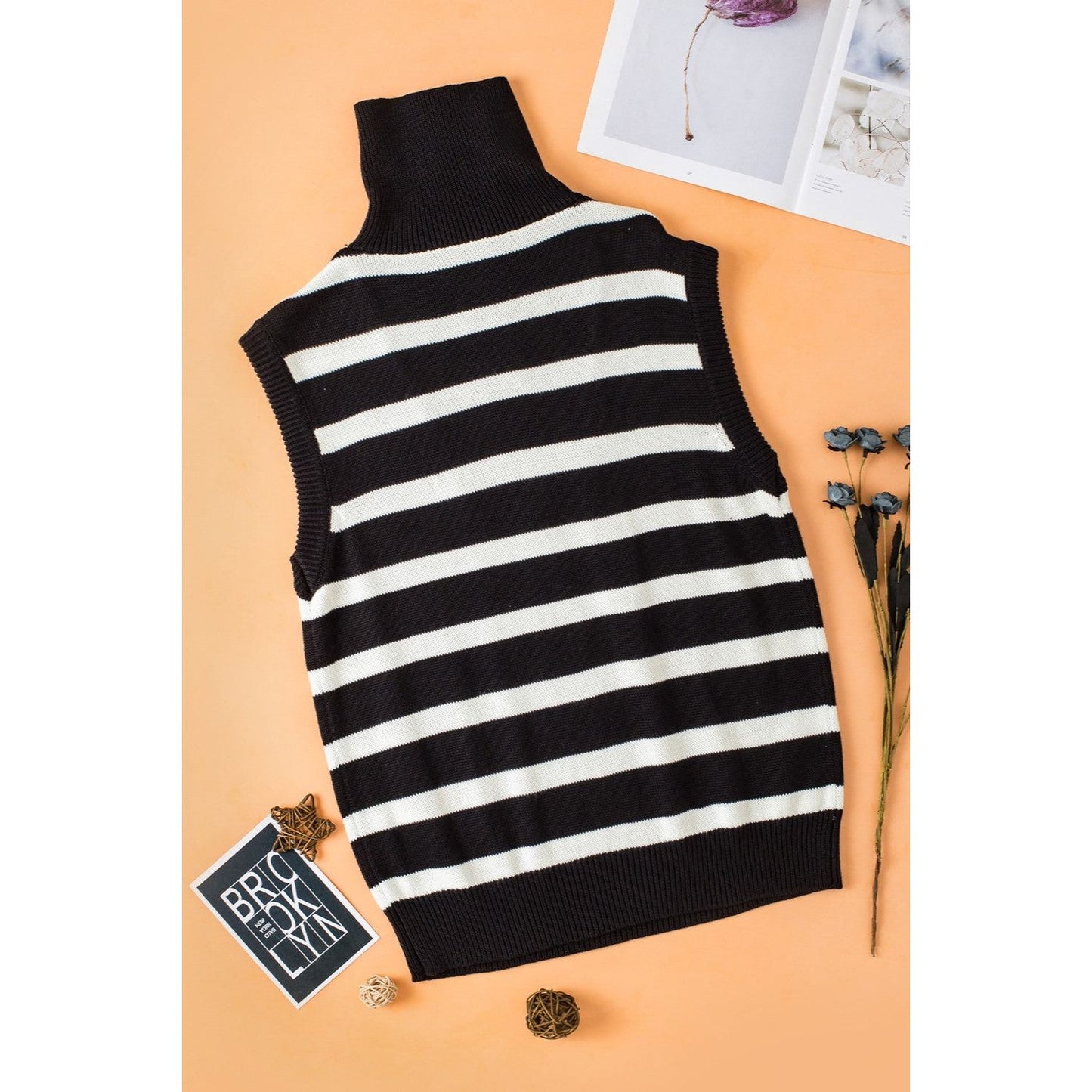 Striped Half Zip Sweater Vest