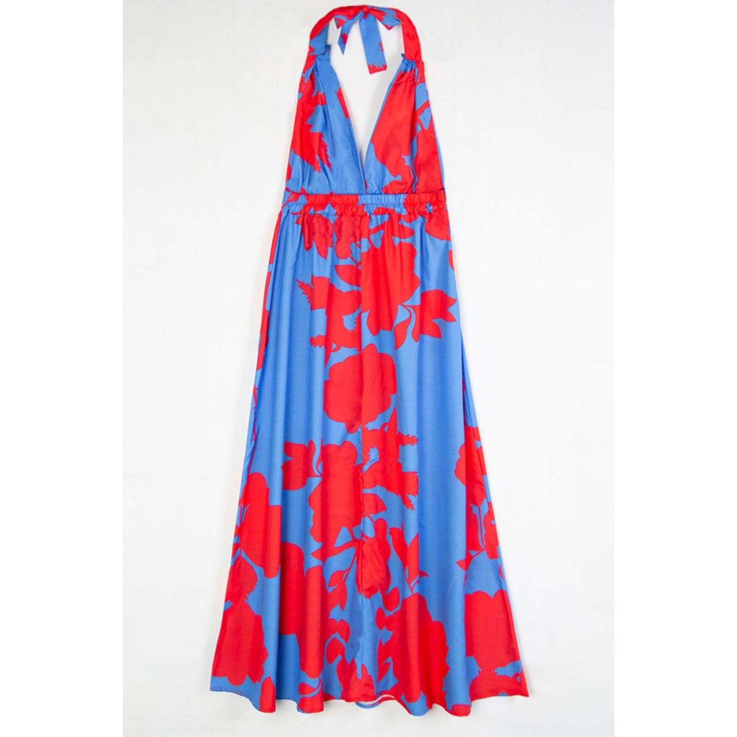 Contrast Halter Neck Maxi Dress