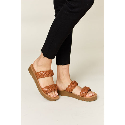 WILD DIVA Woven Dual Band Platform Sandals