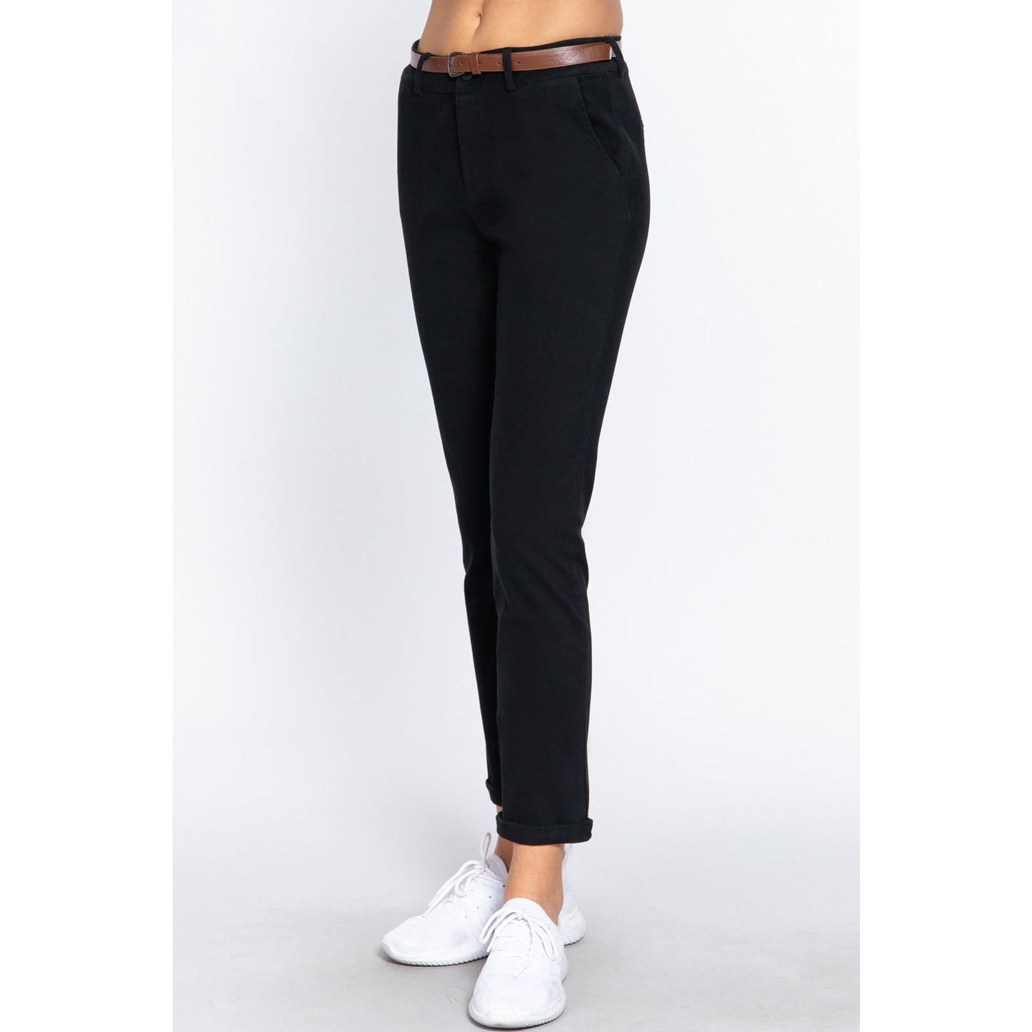 ACTIVE BASIC Cotton-Span Twill Straight Pants