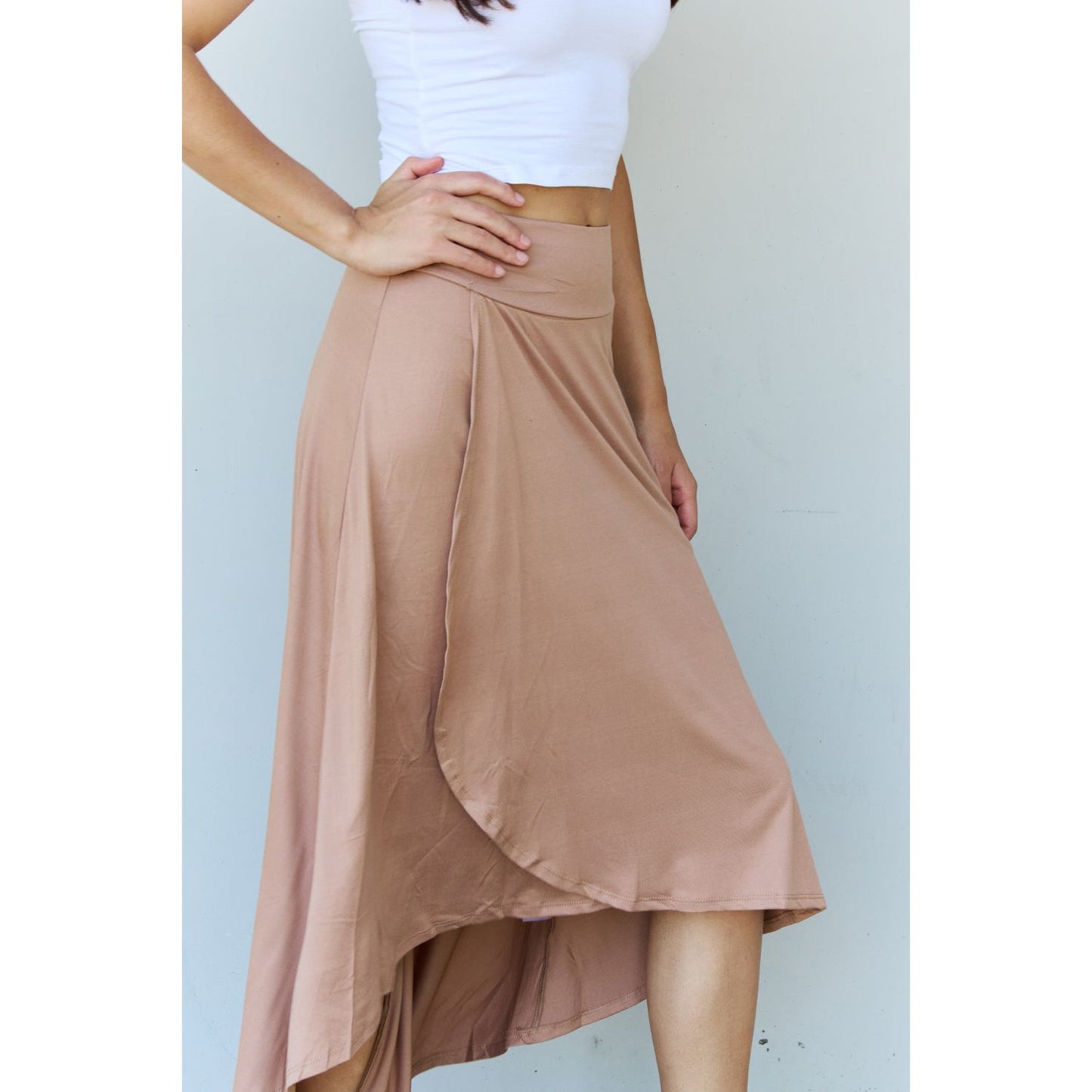 Ninexis First Choice High Waisted Flare Maxi Skirt in Camel