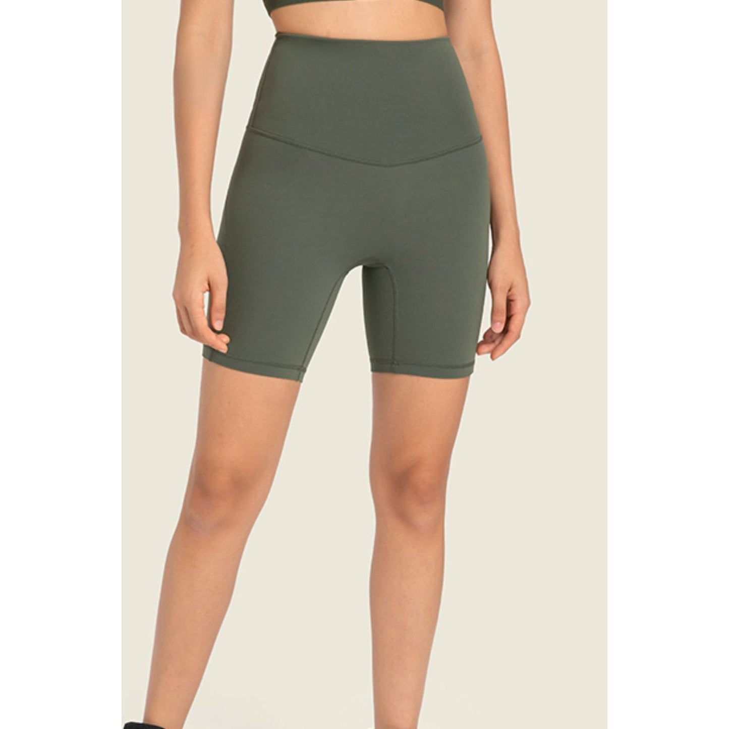 Seamless High-Rise Wide Waistband Biker Shorts