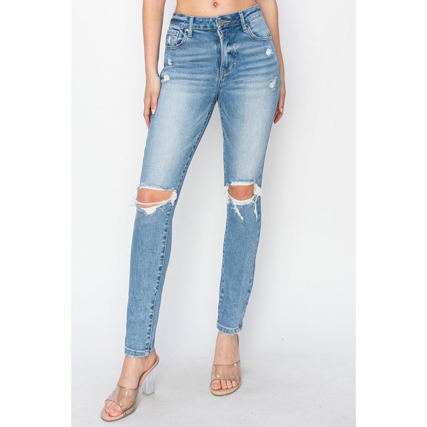 Risen Full Size High Rise Knee Distressed Skinny Jeans