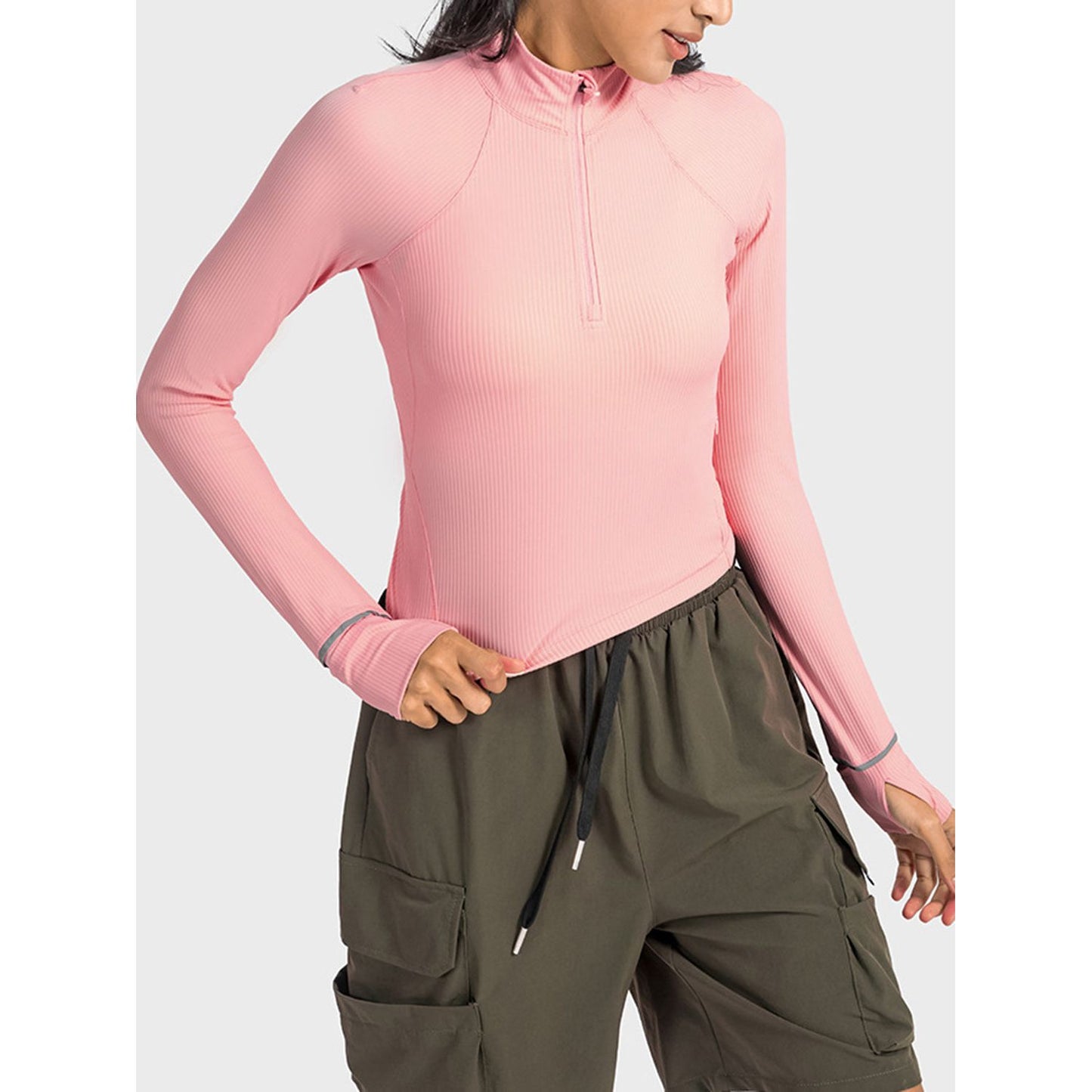 Mock Neck Half Zip Long Sleeve Sport Top