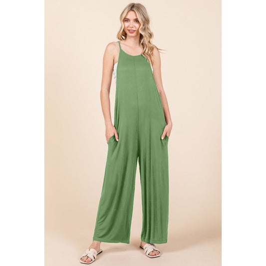 Culture Code Full Size Sleeveless Wide Leg Jumpsuit with Pockets