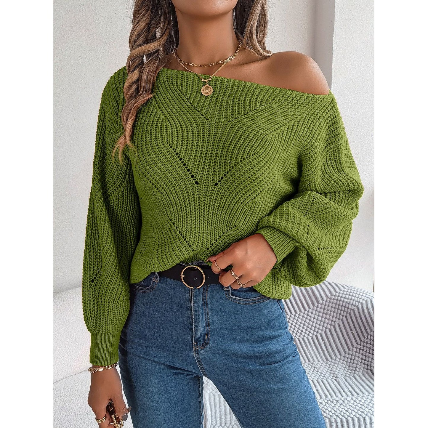 Openwork Long Sleeve Sweater