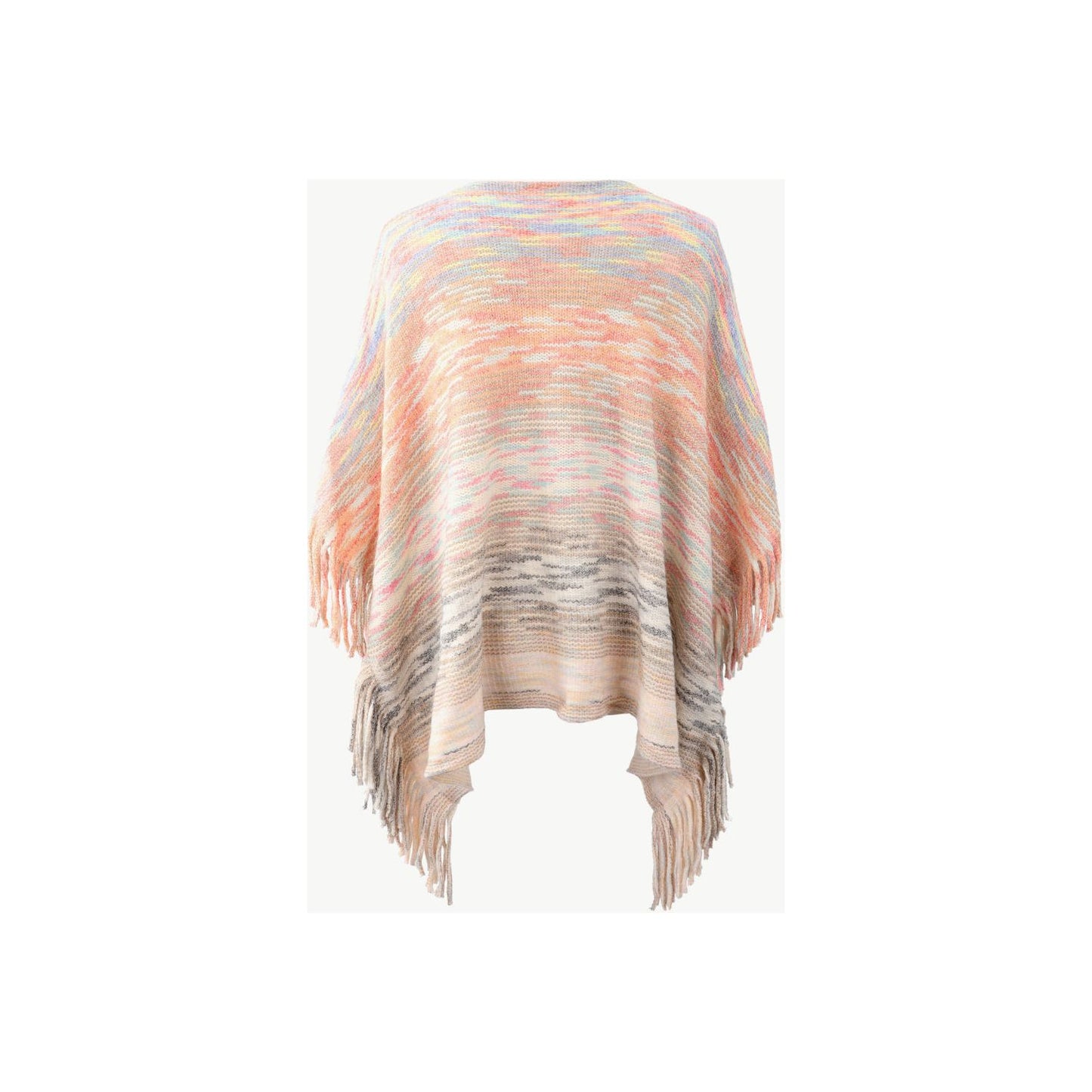 Round Neck Fringe Detail Poncho