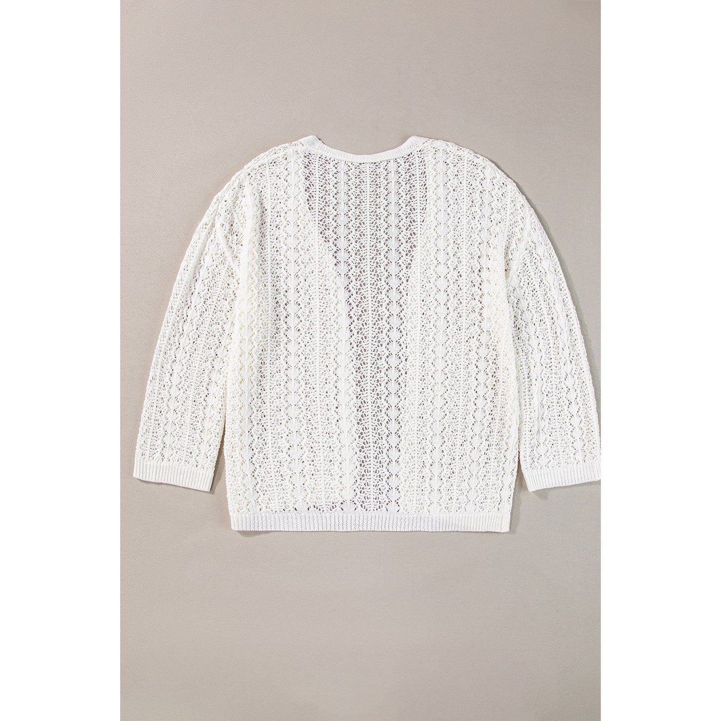 Openwork Open Front Dropped Shoulder Cardigan