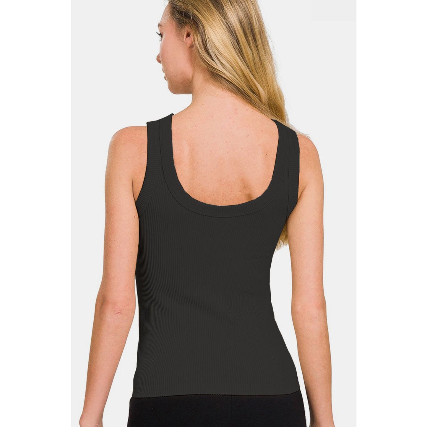 Zenana 2 Way Neckline Washed Ribbed Tank