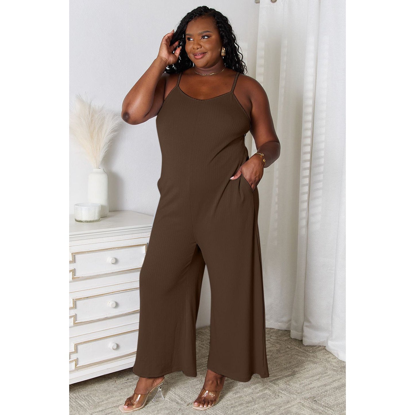 Basic Bae Full Size Spaghetti Strap V-Neck Jumpsuit