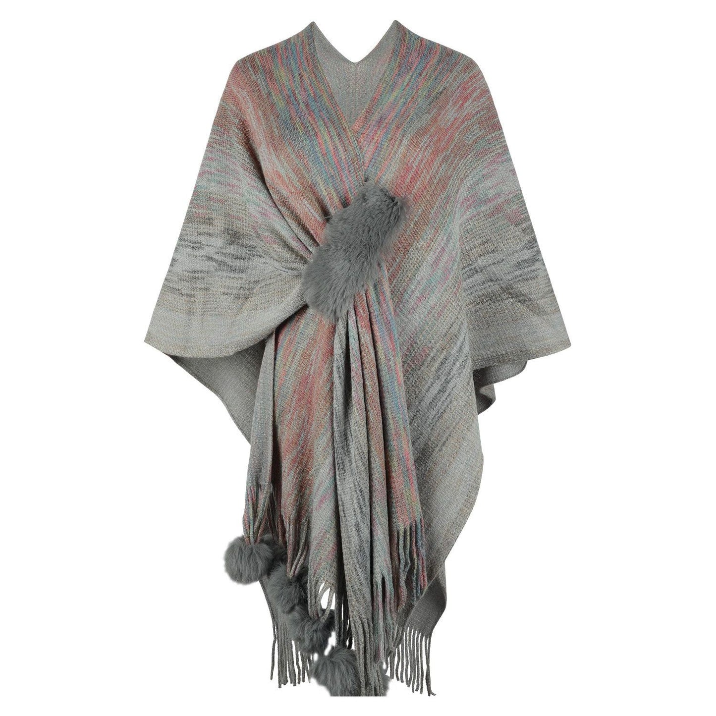 Heathered Fringe Hem Poncho