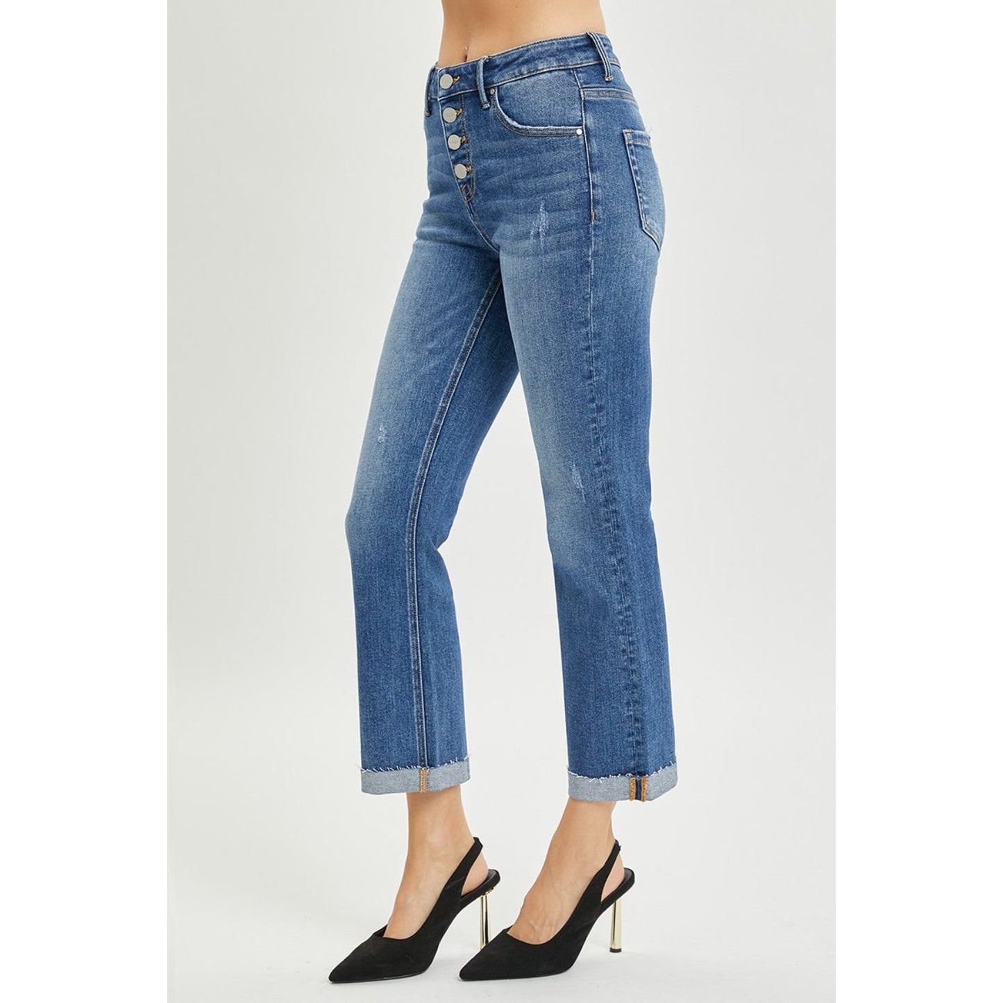 RISEN Full Size Button Fly Cropped Bootcut Jeans