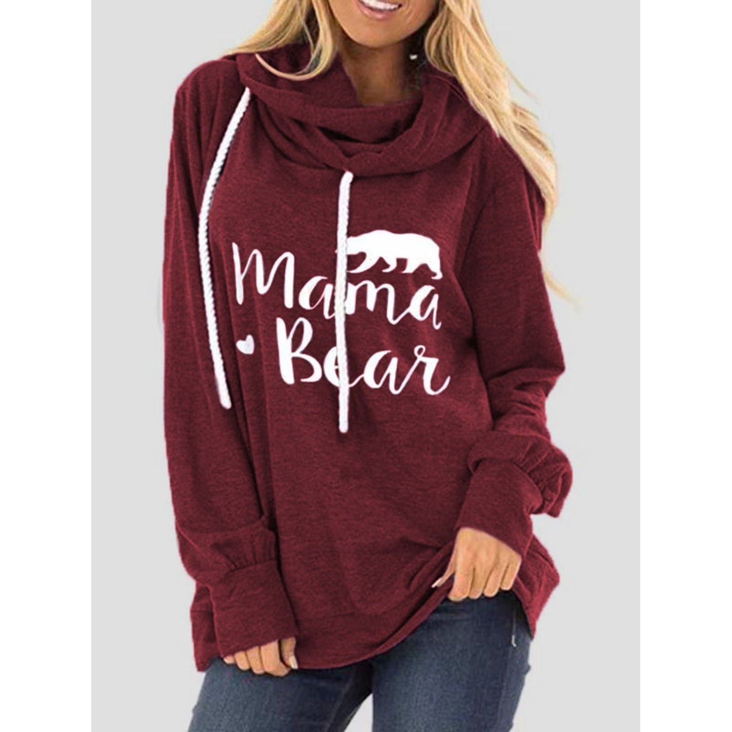 Drawstring Letter Graphic Long Sleeve Hoodie