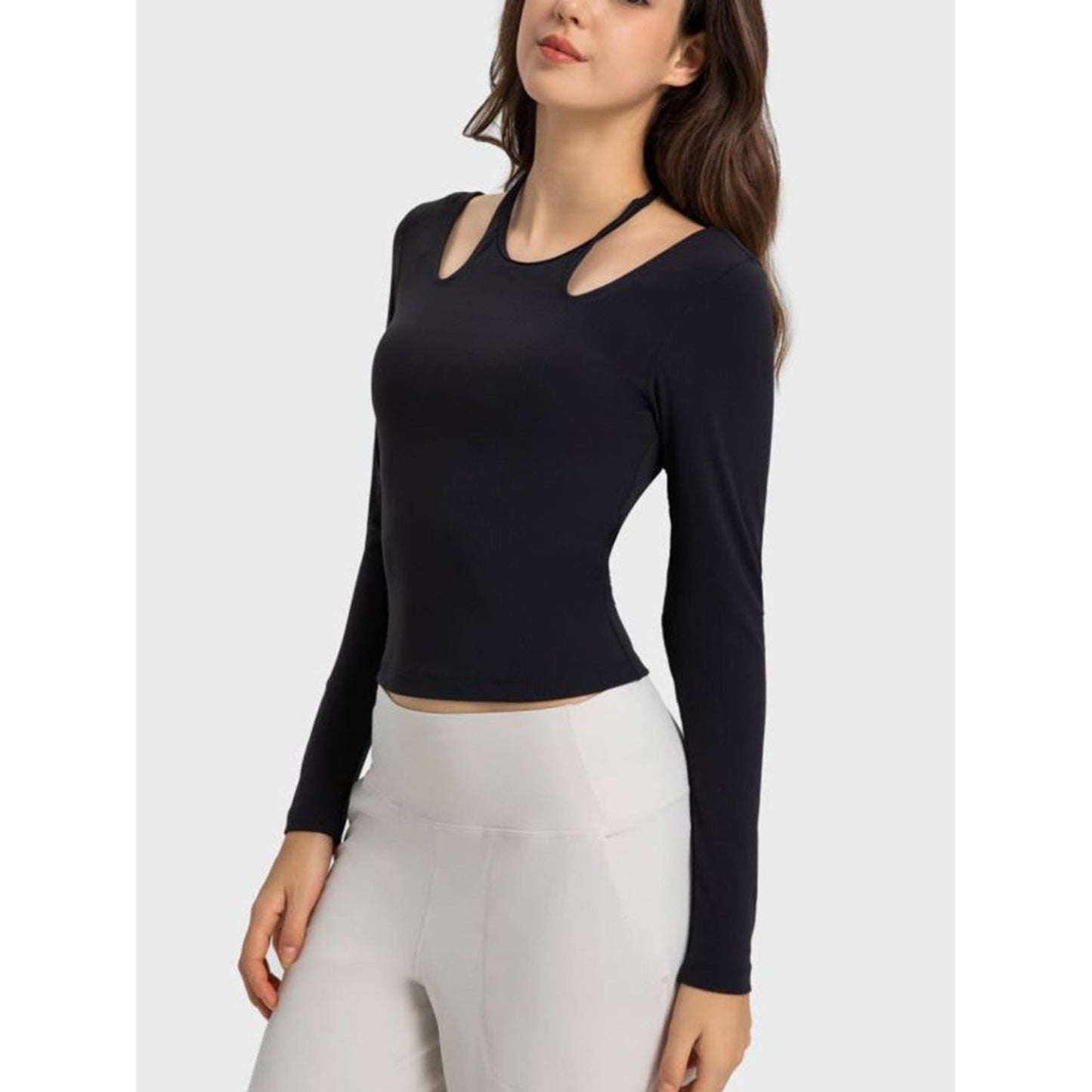 Halter Neck Long Sleeve Sporty Top