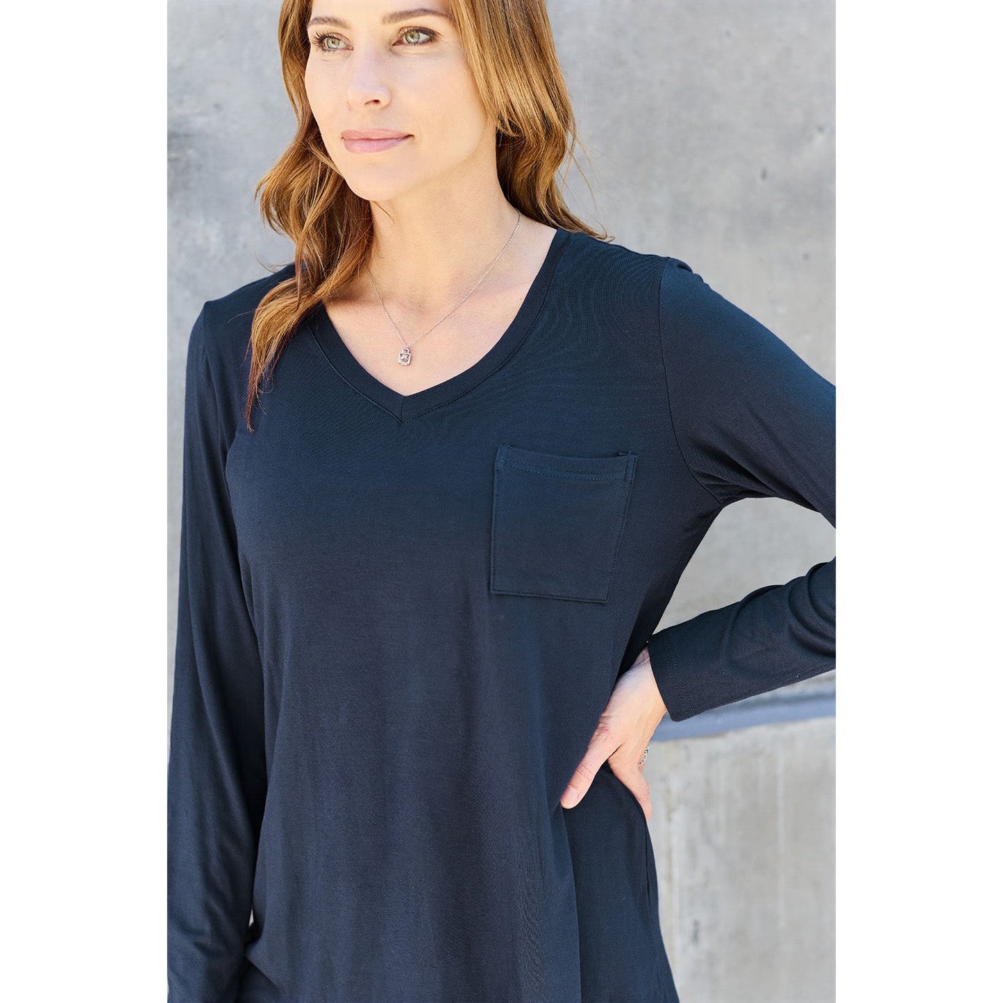 Basic Bae Full Size V-Neck Long Sleeve Top