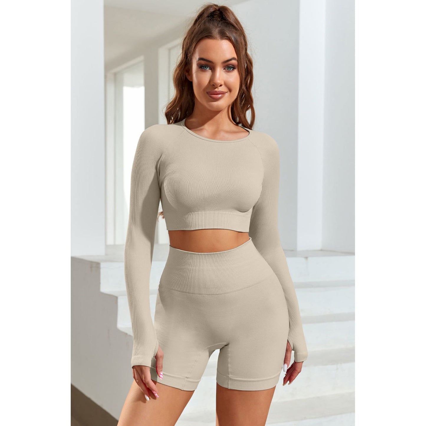 Round Neck Long Sleeve Active Top