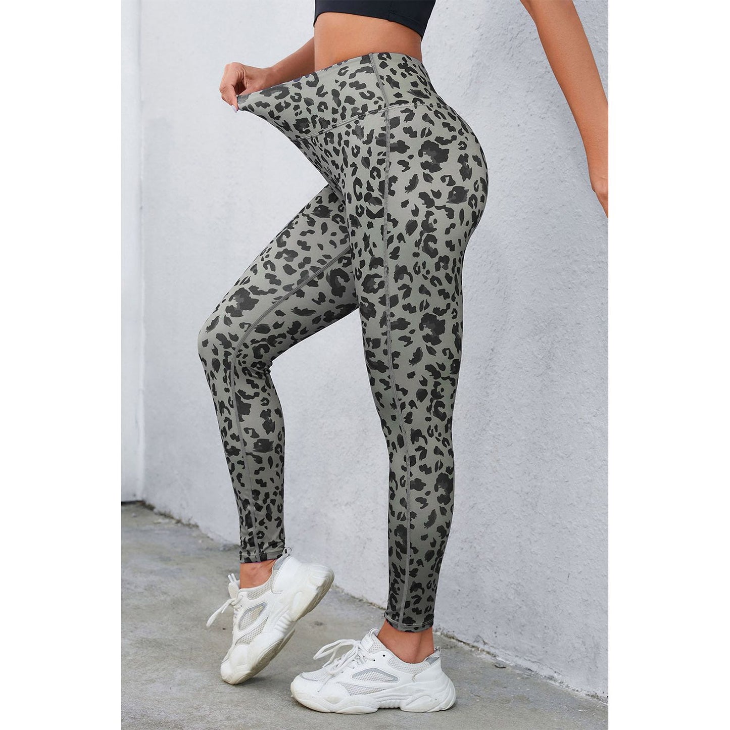 Leopard Print Wide Waistband Leggings