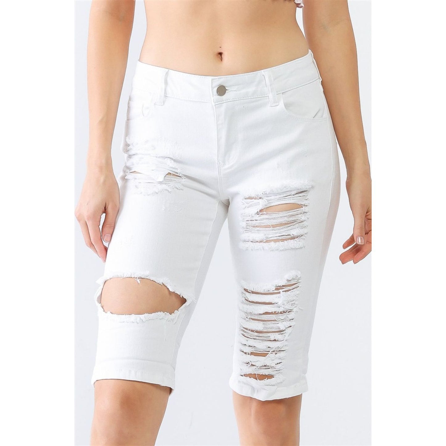 LITZ LA Distressed Bermuda Denim Shorts