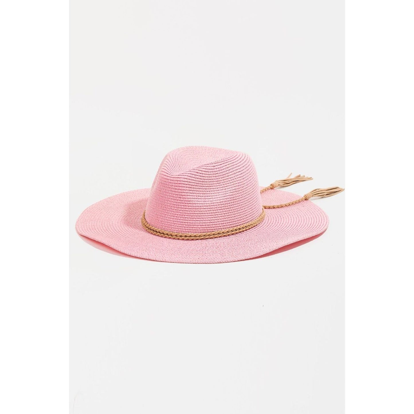 Fame Straw Braided Rope Strap Fedora Hat