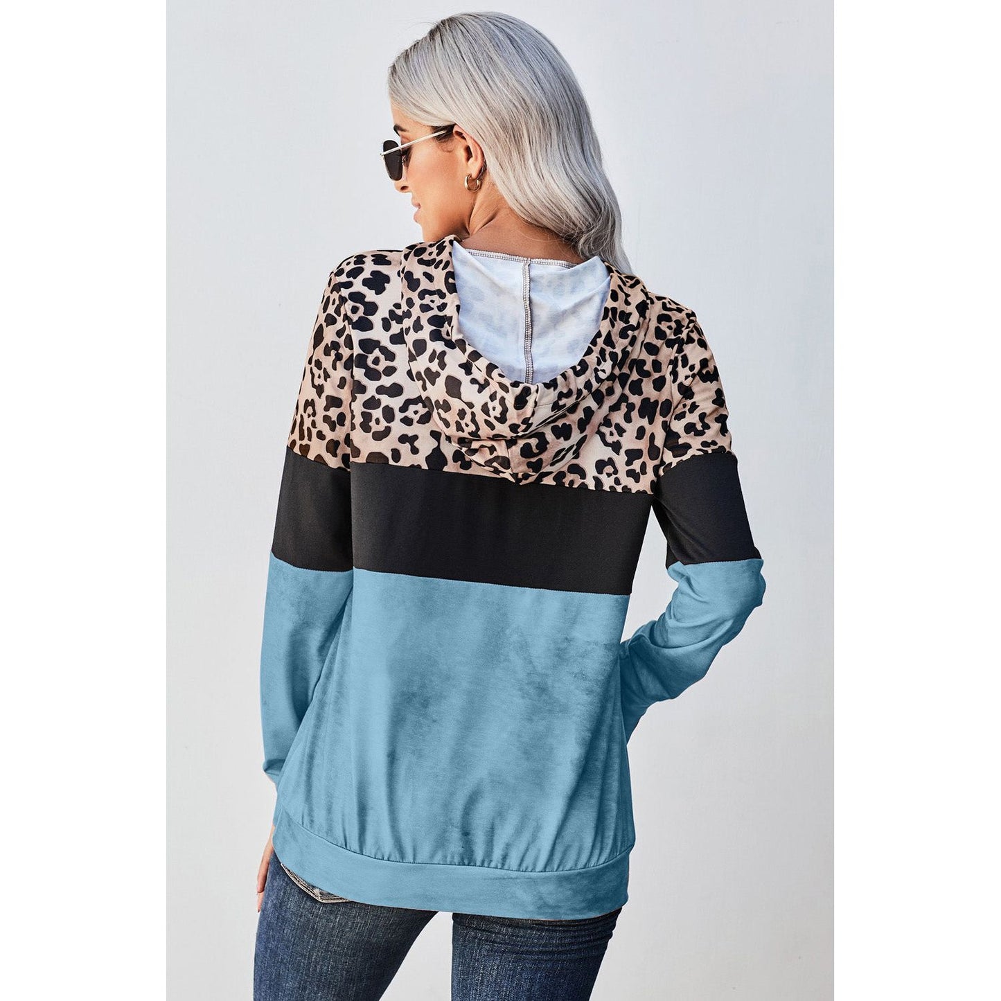 Leopard Color Block Hoodie