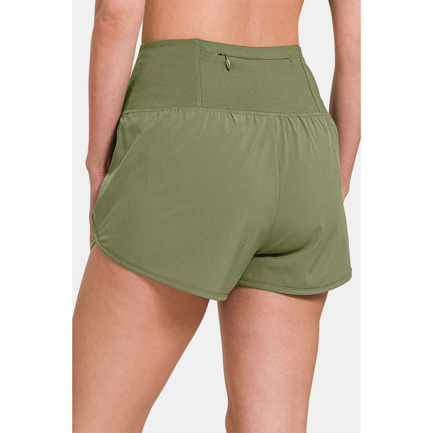 Zenana High-Waisted Zippered Back Pocket Active Shorts