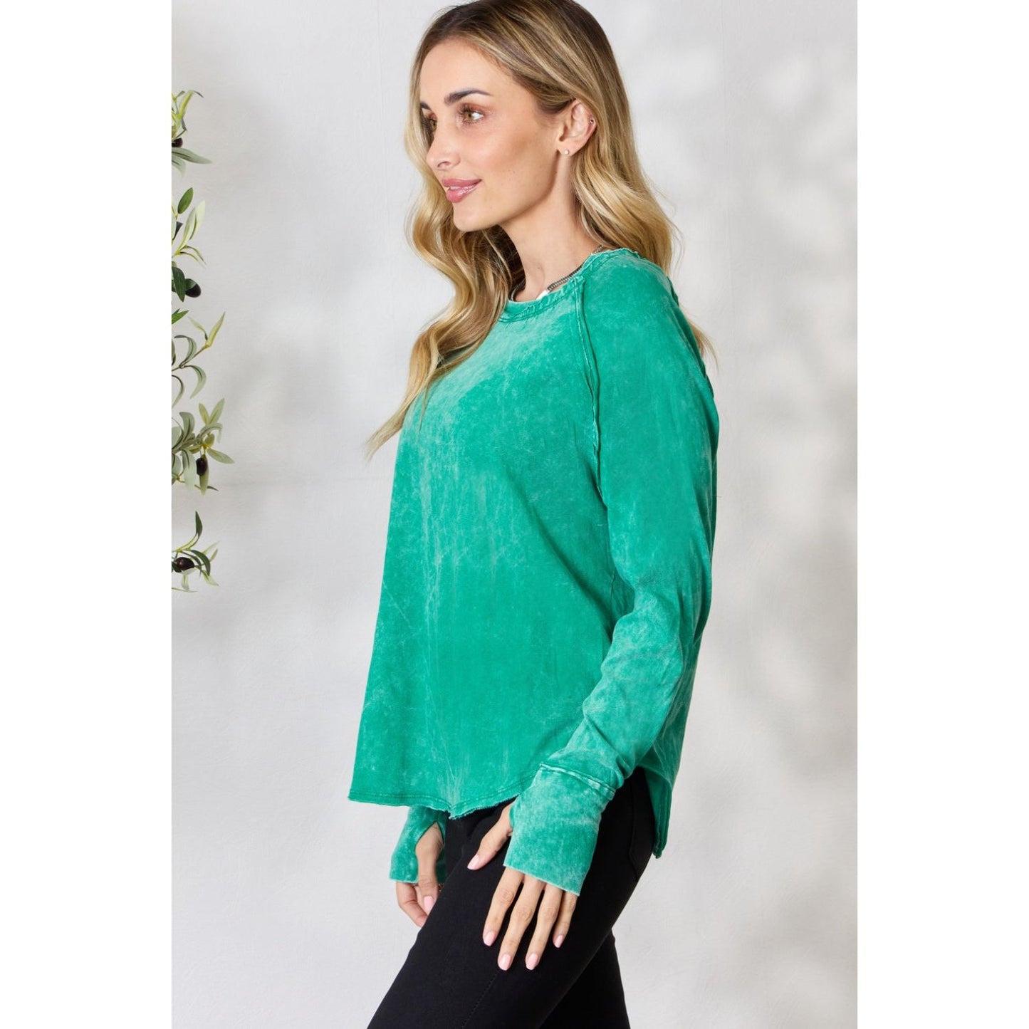 Zenana Round Neck Long Sleeve Top