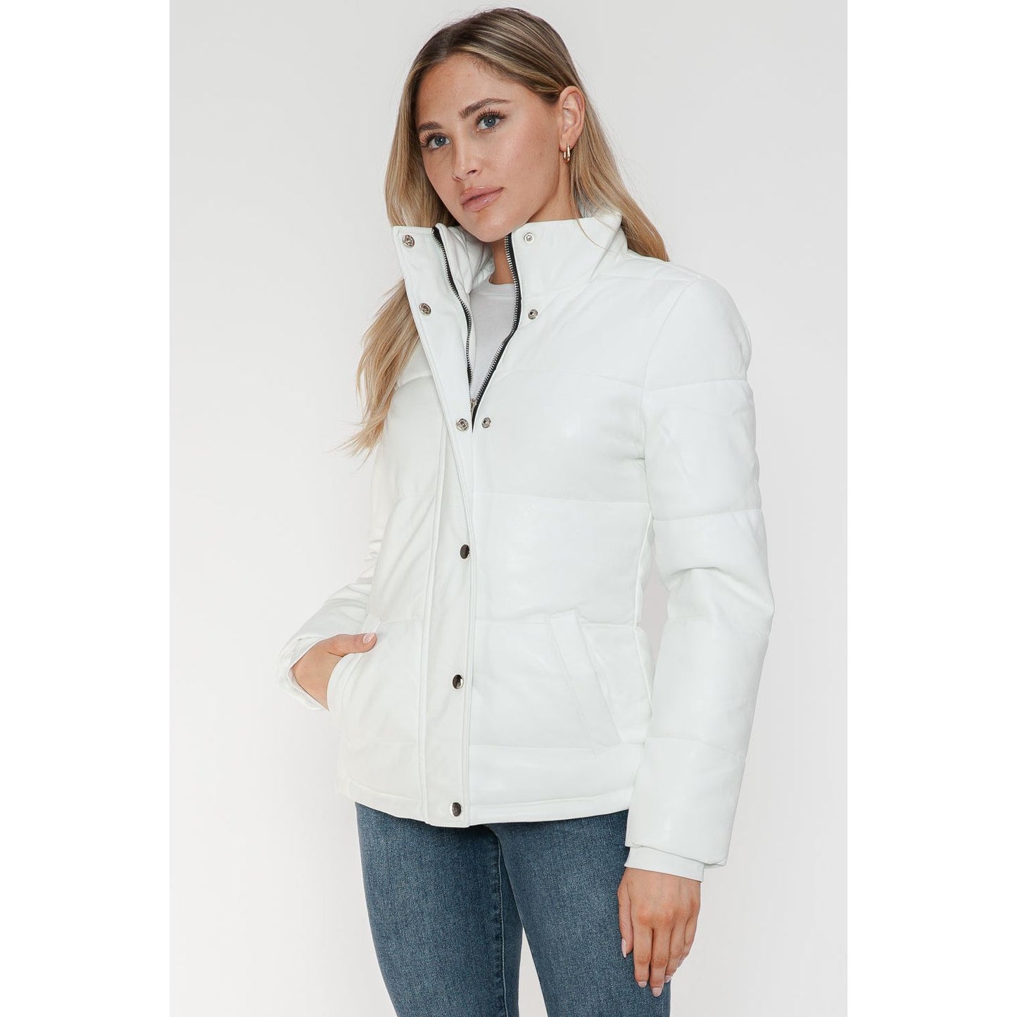 YMI Pocketed Zip Up Turtleneck Puffer Jacket