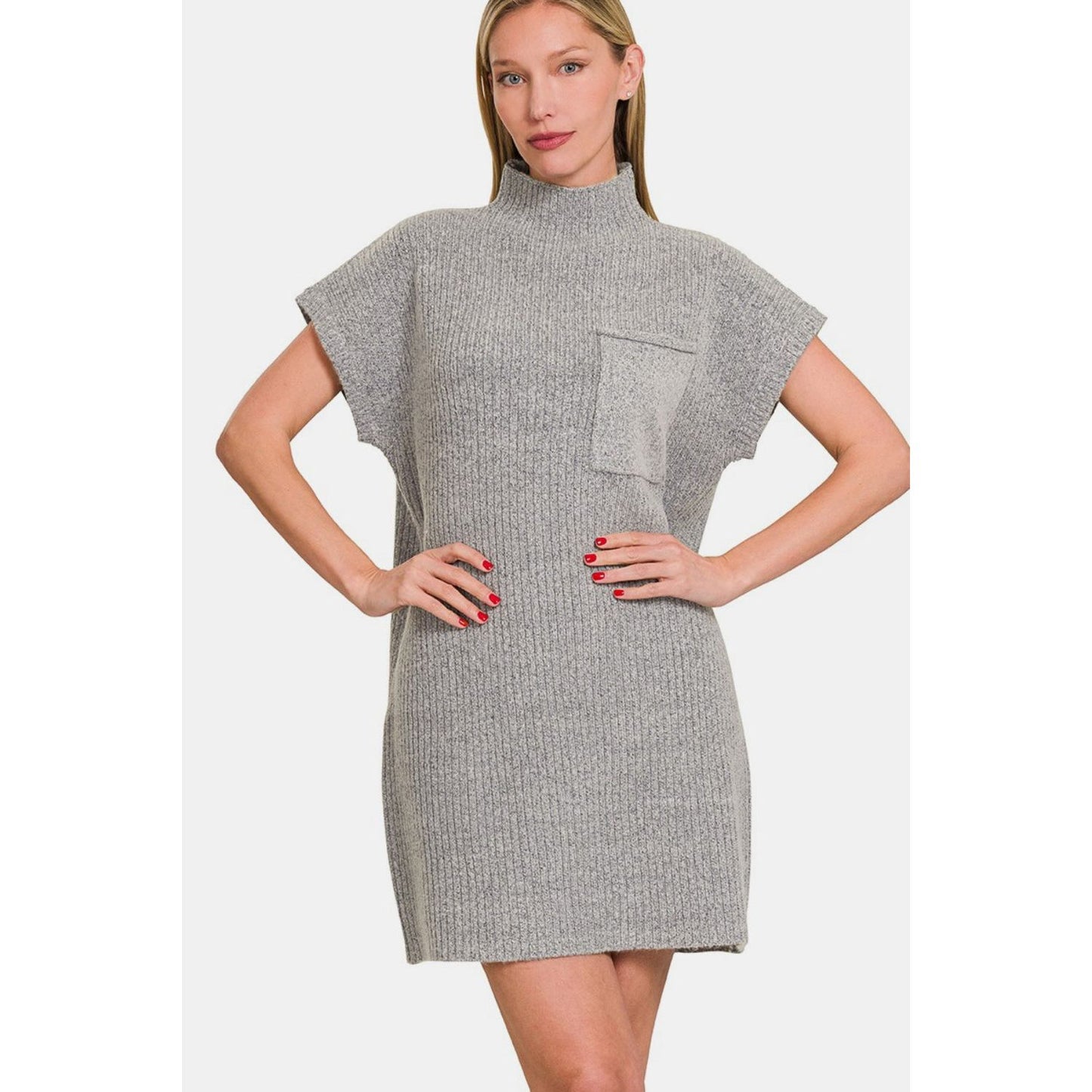 Zenana Short Sleeve Sweater Mini Dress