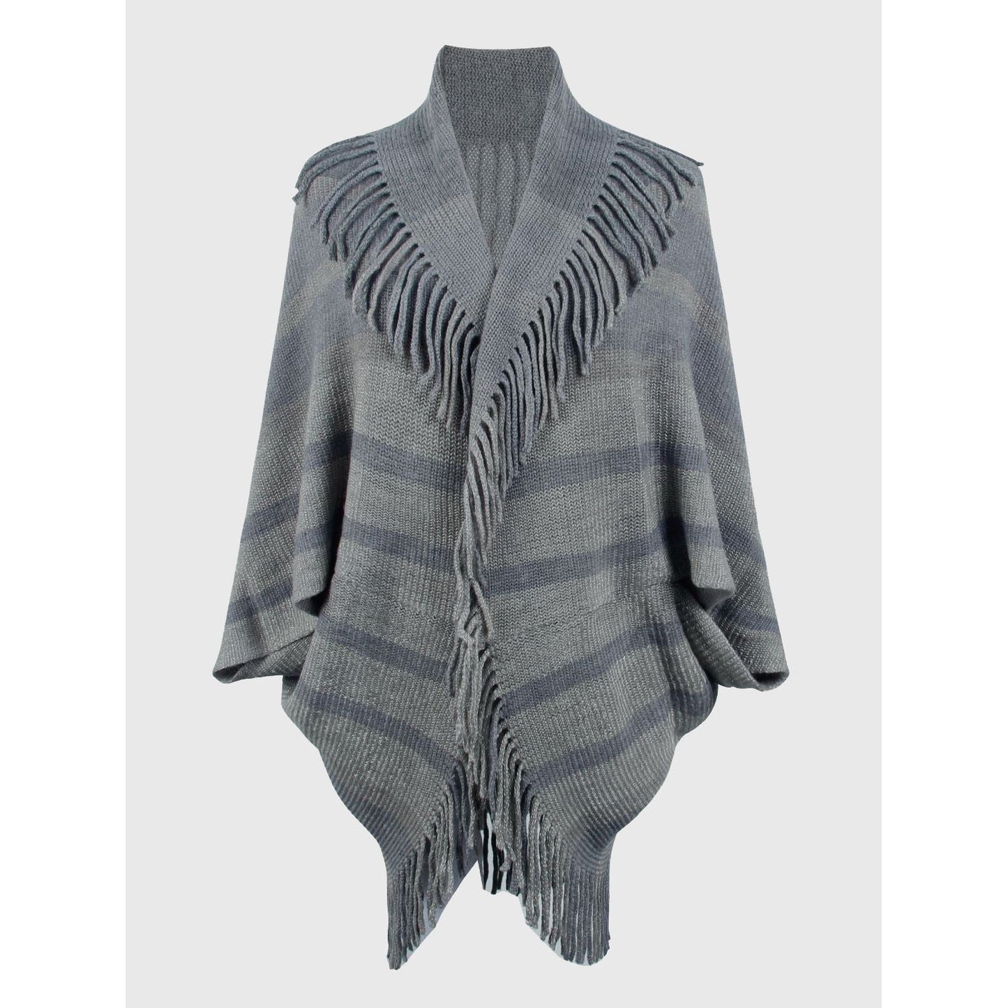 Fringe Detail Open Front Poncho