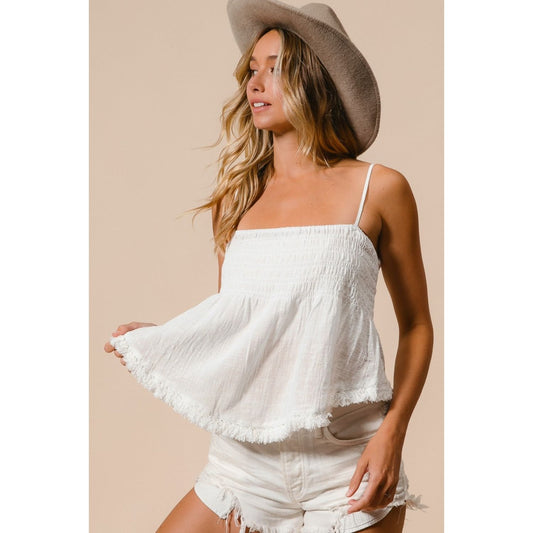 BiBi Fringed Hem Smocked Cami