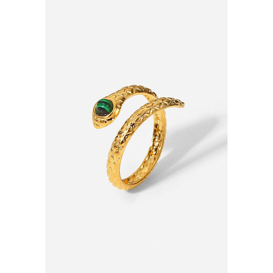 Snake Charmer Malachite Snake-Shaped Bypass Ring