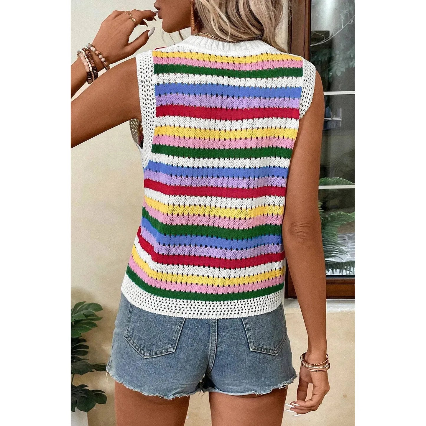 Contrast Round Neck Sweater Vest