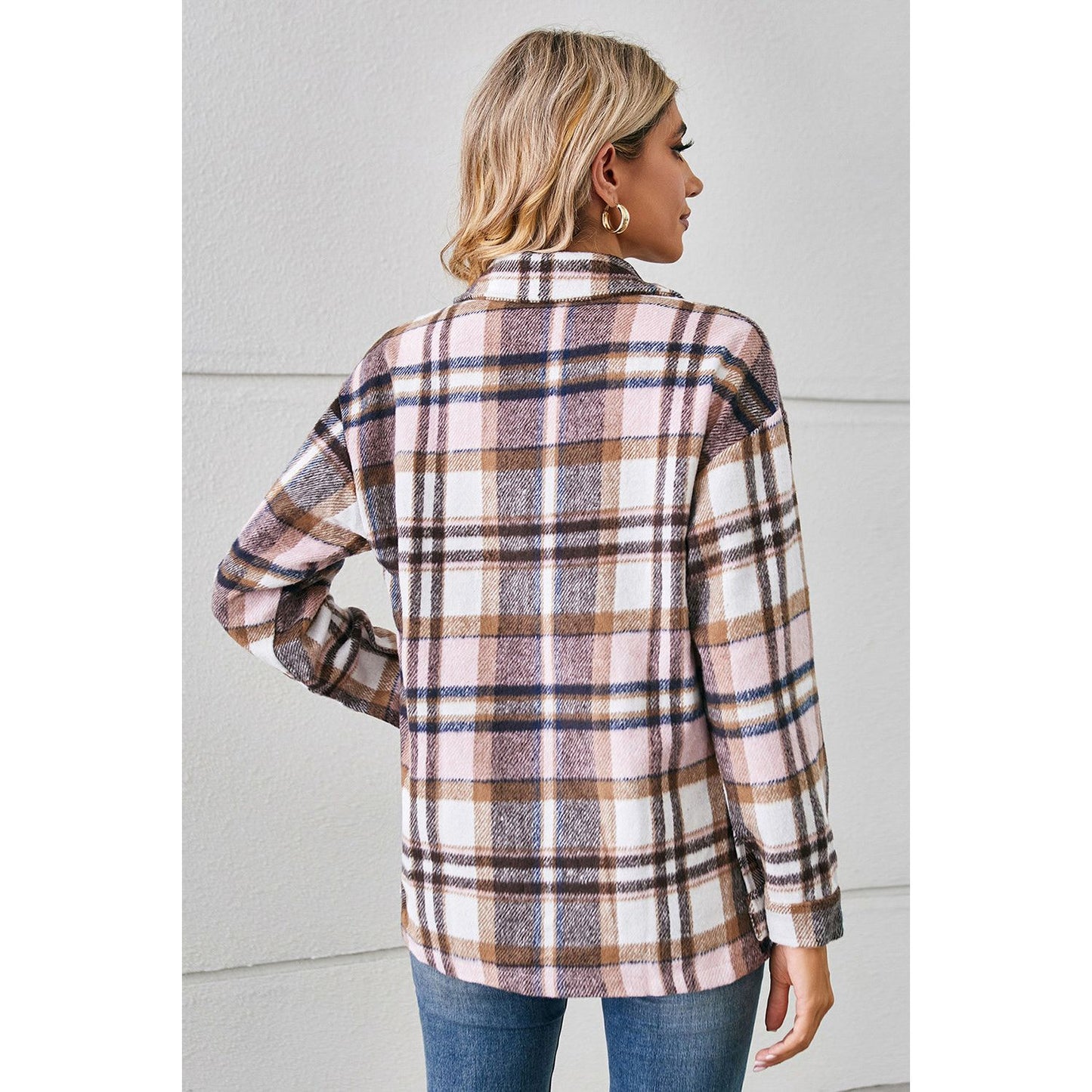 Button Down Collared Plaid Shacket