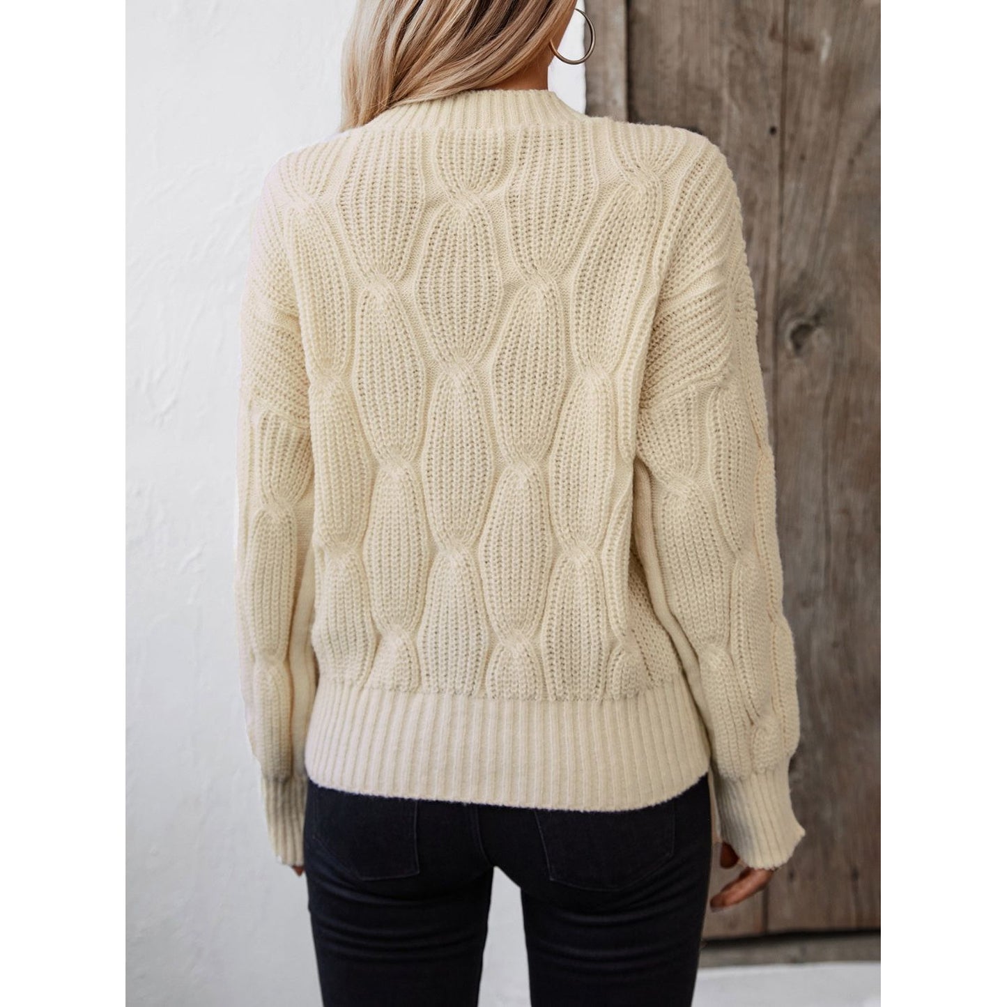 Round Neck Dropped Shoulder Sweater