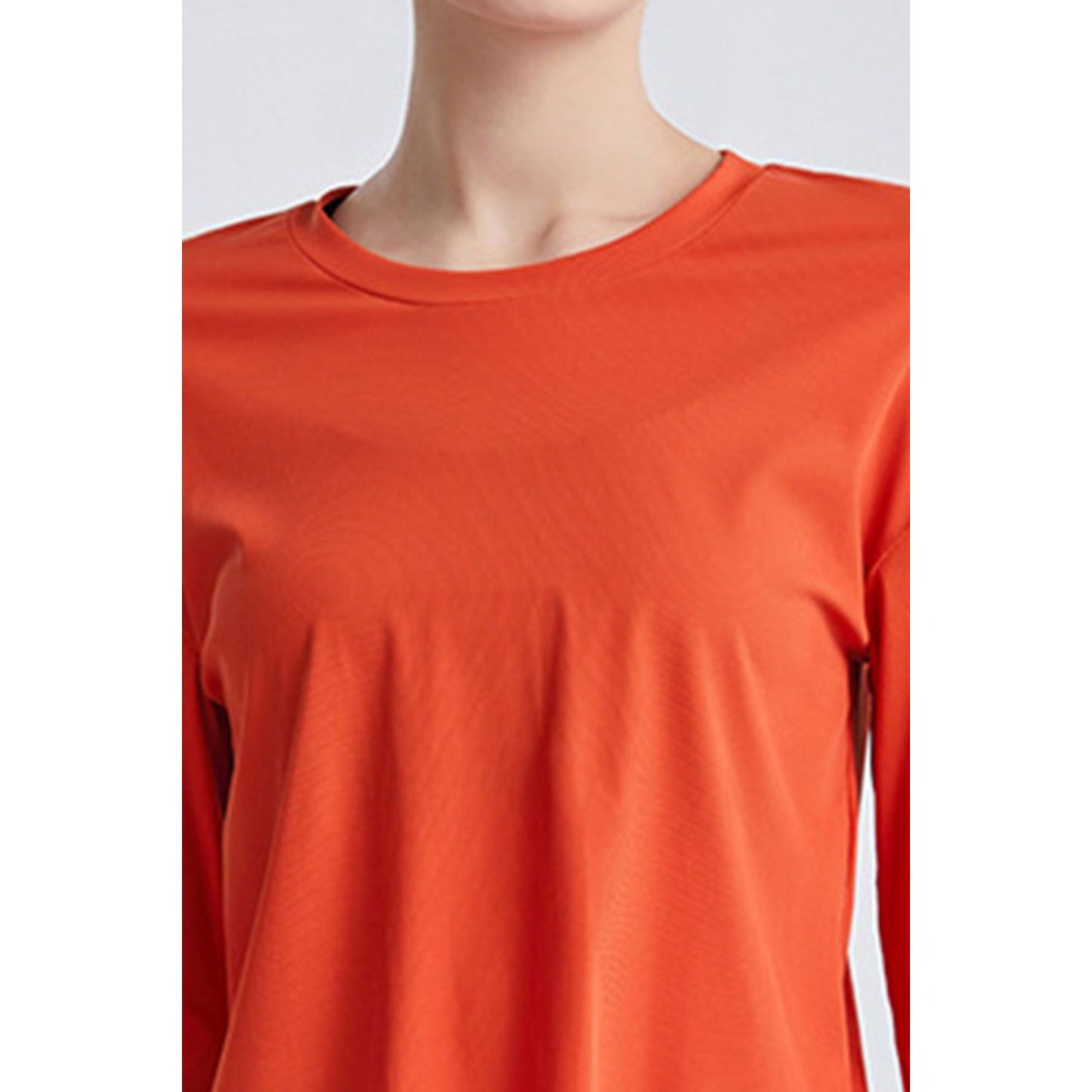 Round Neck Dropped Shoulder Active T-Shirt