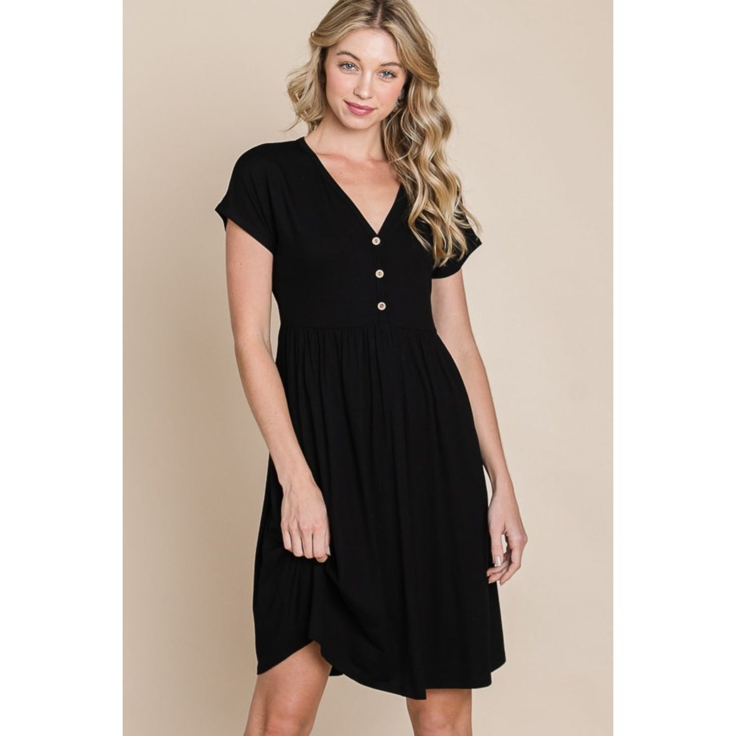 BOMBOM V-Neck Short Sleeve Dress