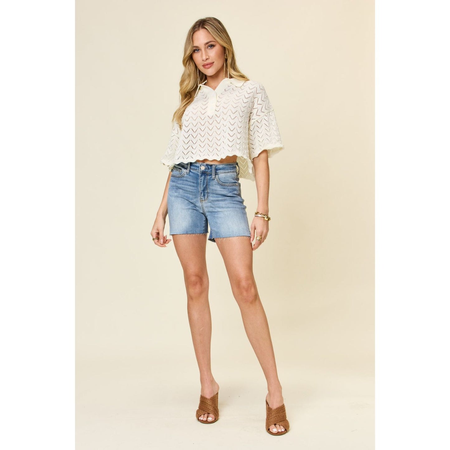 Judy Blue Full Size High Waist Raw Hem Denim Shorts