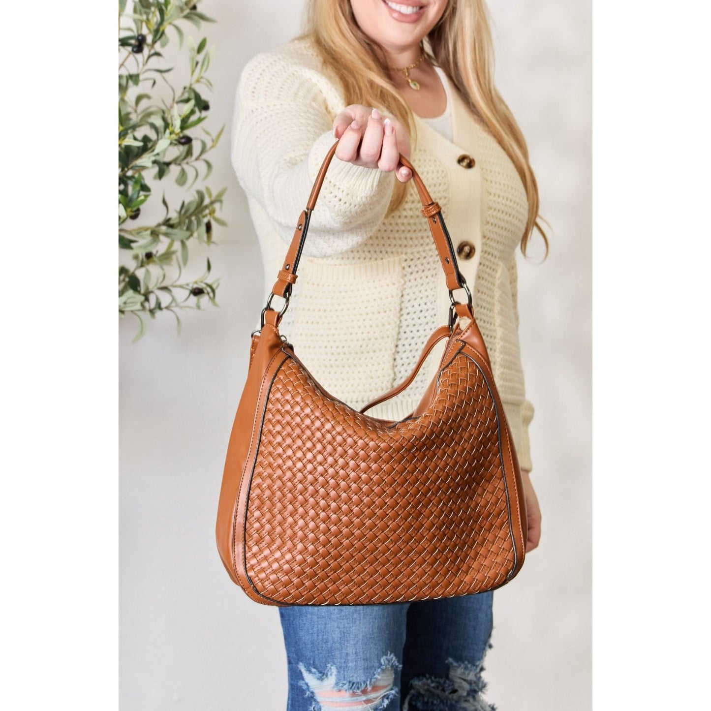 SHOMICO Weaved Vegan Leather Handbag