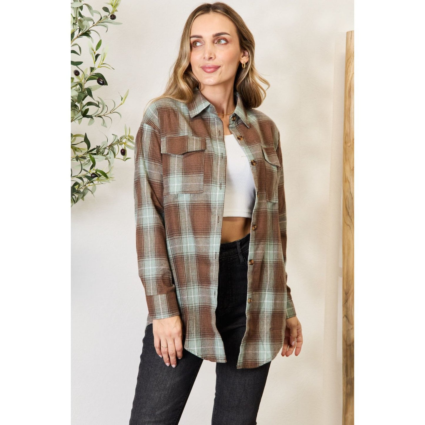 Plaid Dropped Shoulder Shirt