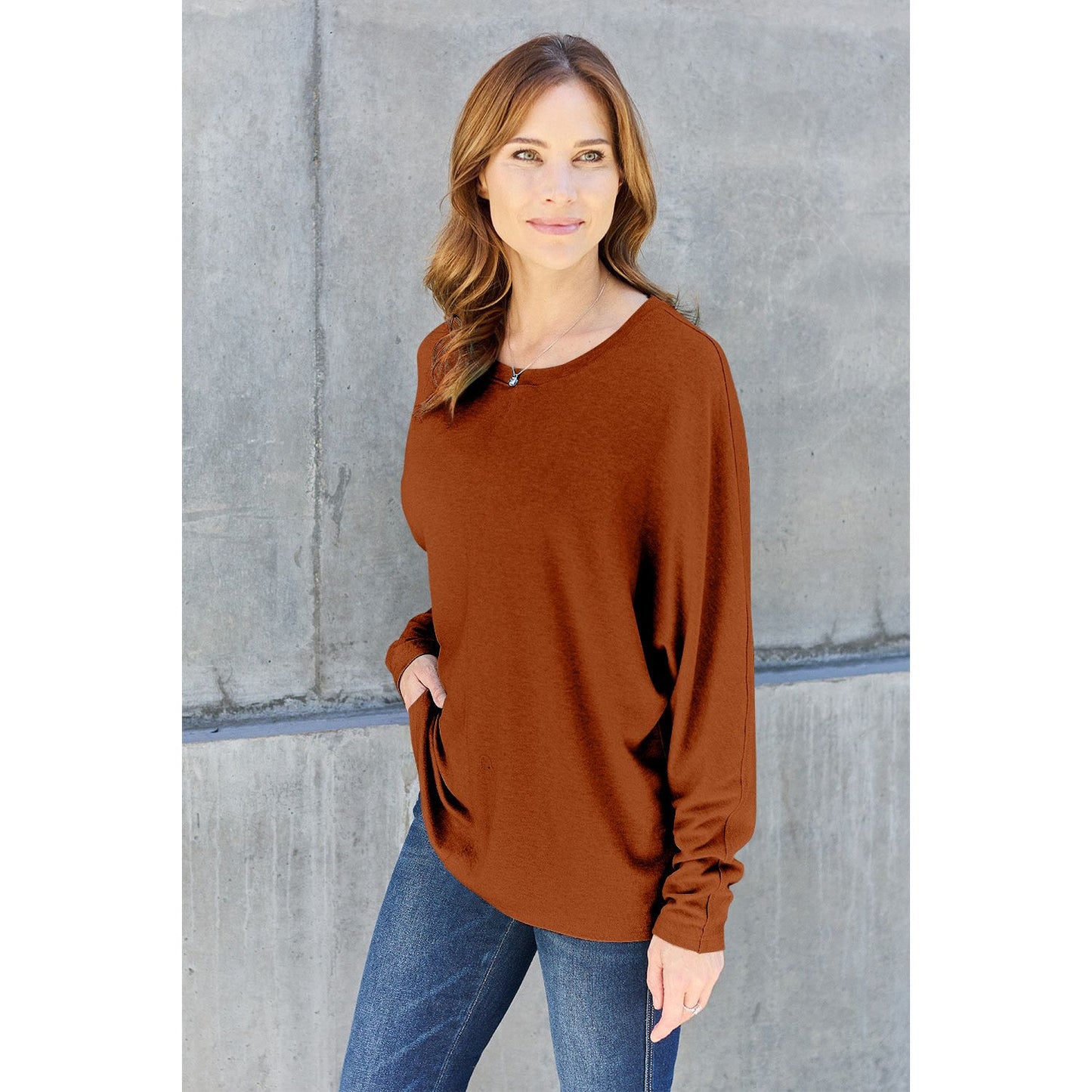 Double Take Full Size Round Neck Long Sleeve T-Shirt