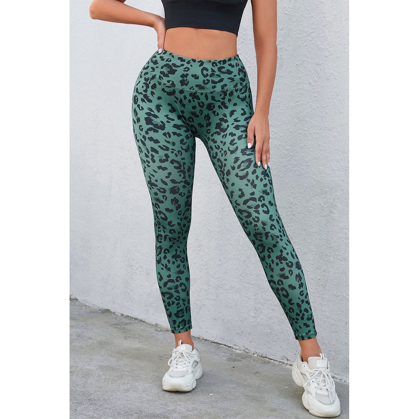 Leopard Print Wide Waistband Leggings