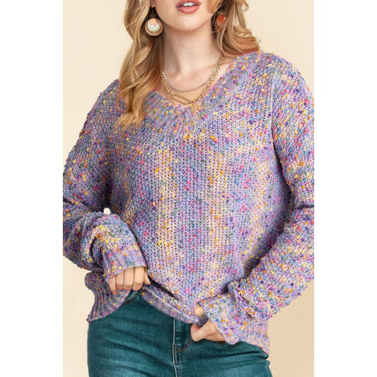 Confetti V-Neck Long Sleeve Sweater
