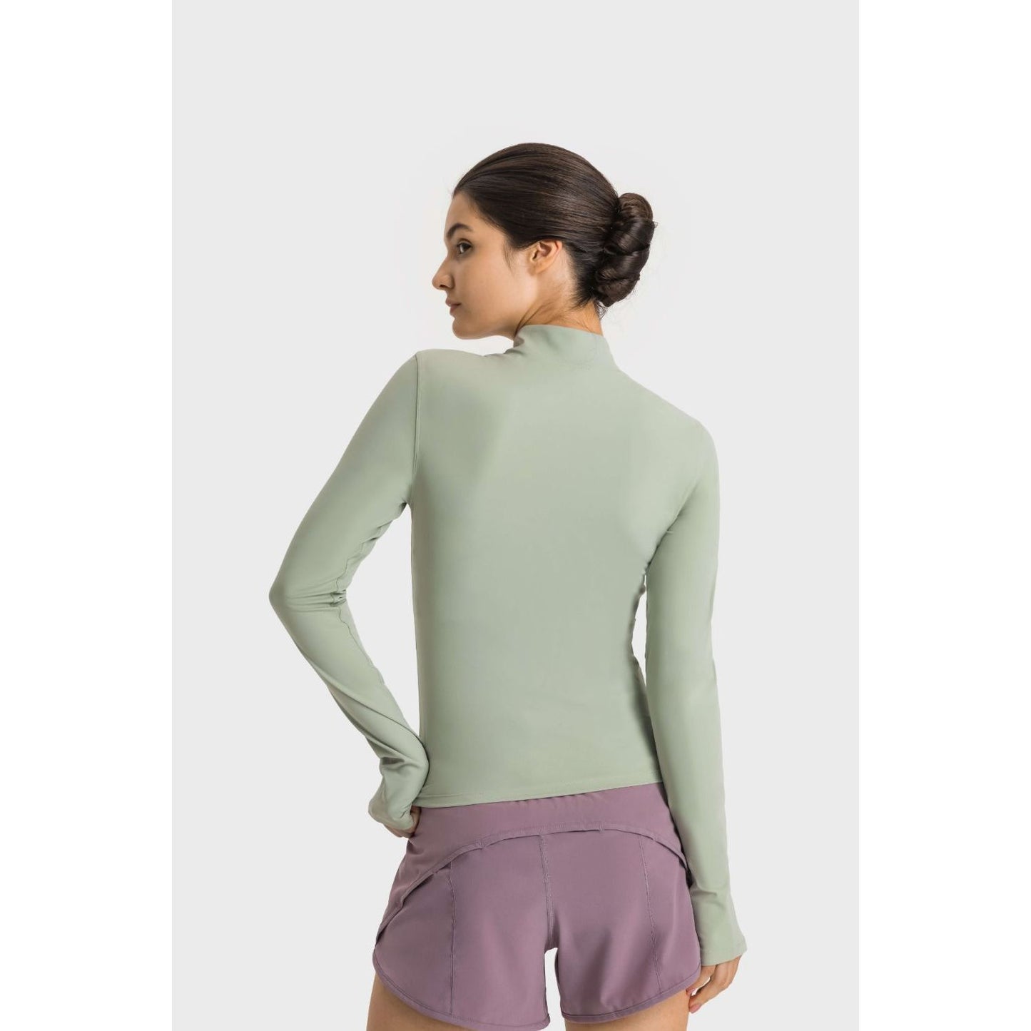 Half Zip Thumbhole Sleeve Sports Top