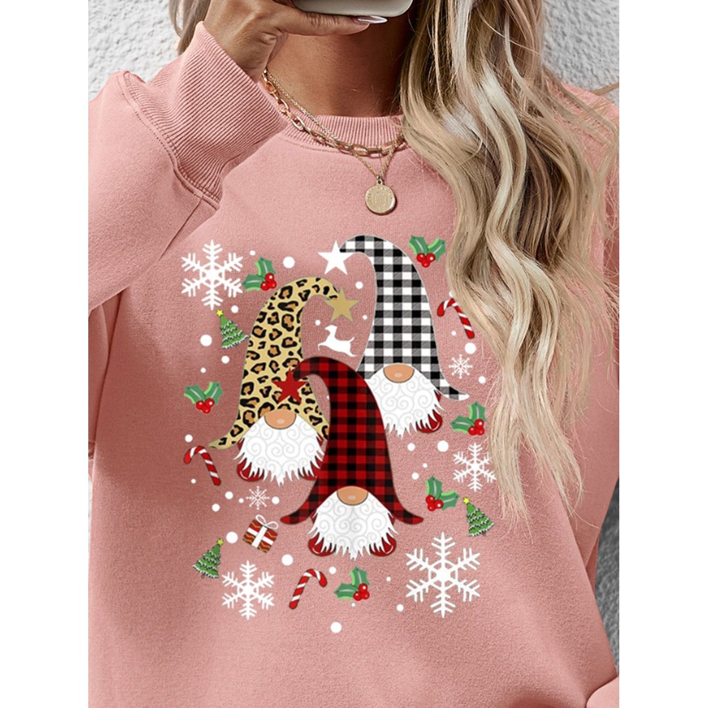 Faceless Gnomes Graphic Drop Shoulder Sweatshirt