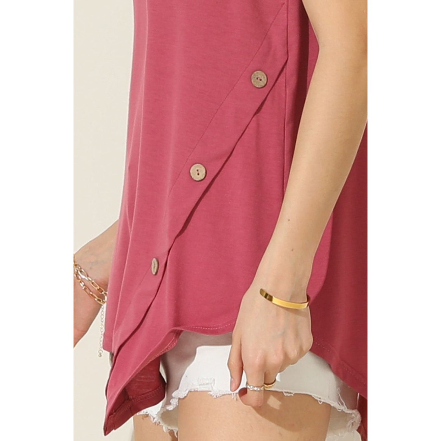 Ninexis Round Neck Button Side Tank