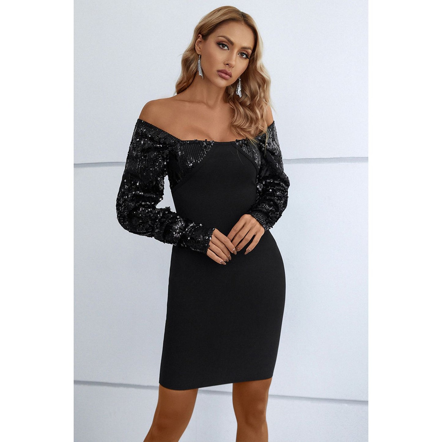 Sequin Off-Shoulder Mini Dress