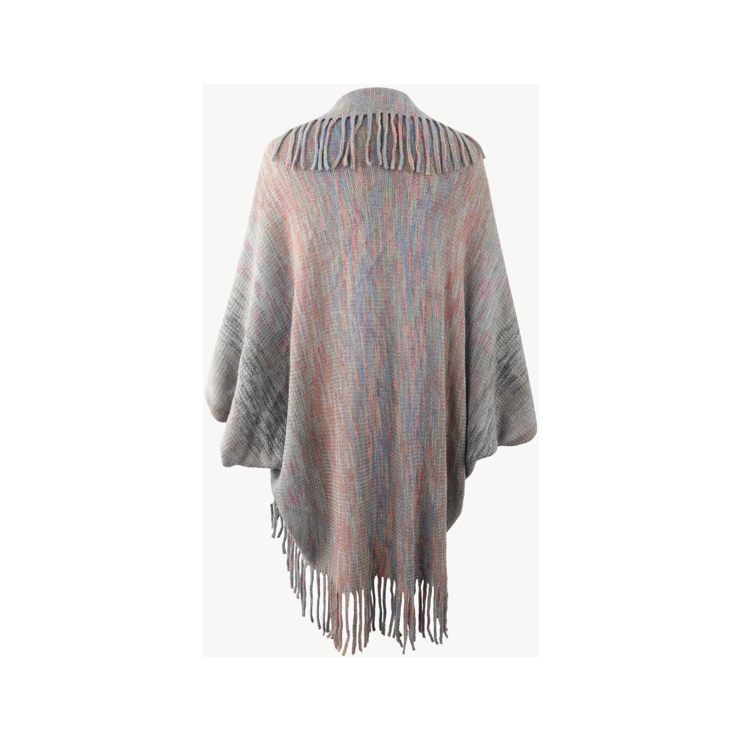 Multicolored Fringe Trim Poncho