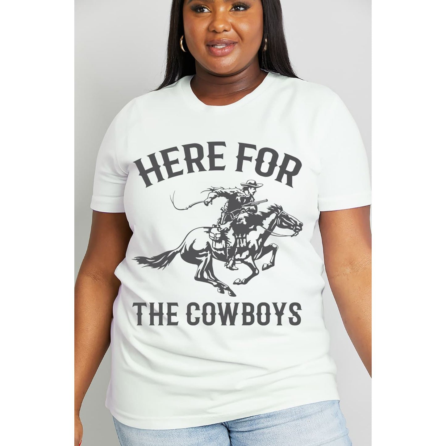 Simply Love Simply Love Full Size HERE FOR THE COWBOYS Graphic Cotton Tee